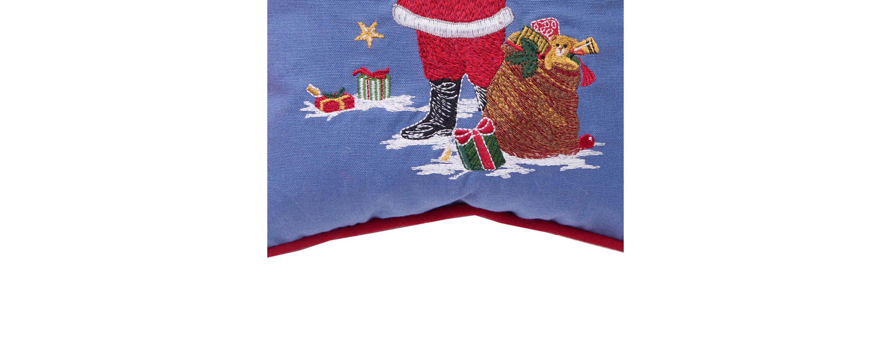 Santa and Cardinal Christmas Throw Pillow 10" x 10"
