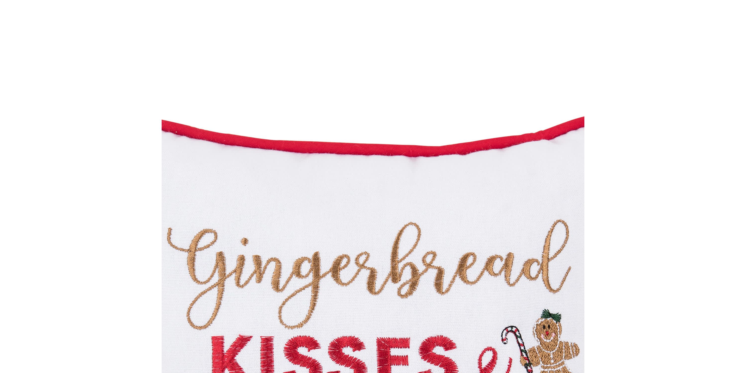 "Gingerbread Kisses and Christmas Wishes" Christmas Throw Pillow 10" x 10"