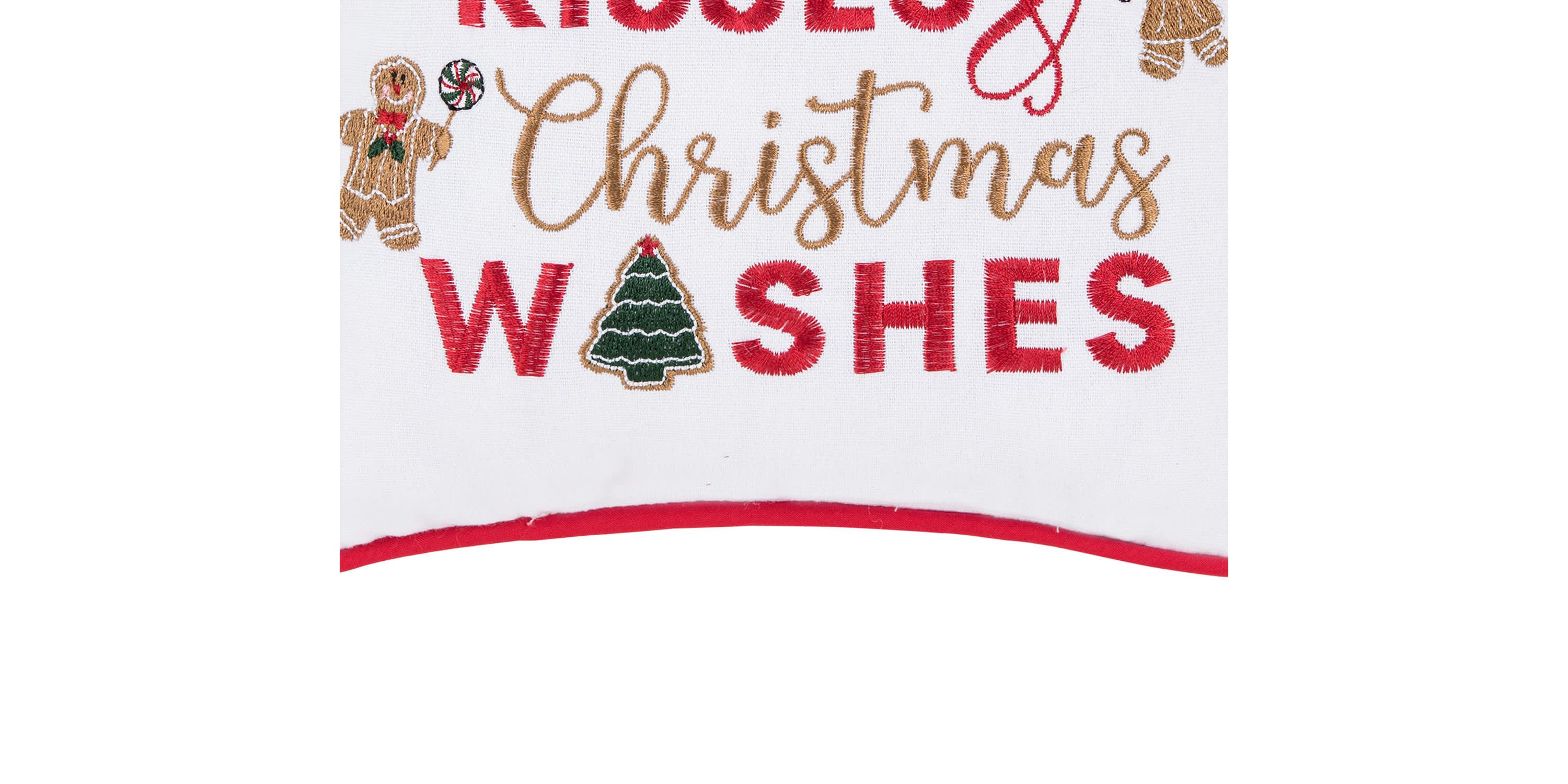 "Gingerbread Kisses and Christmas Wishes" Christmas Throw Pillow 10" x 10"