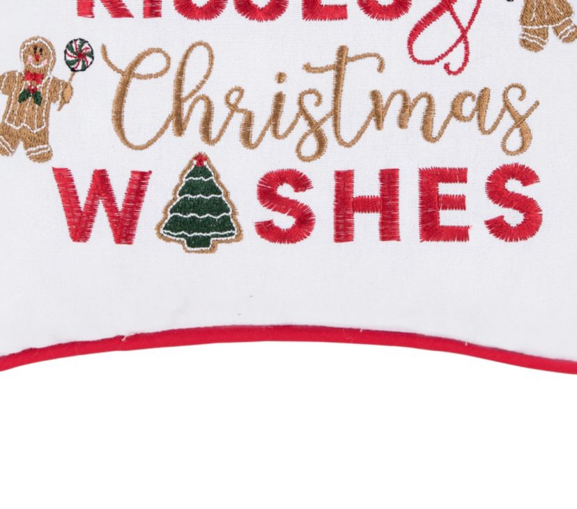 "Gingerbread Kisses and Christmas Wishes" Christmas Throw Pillow 10" x 10"