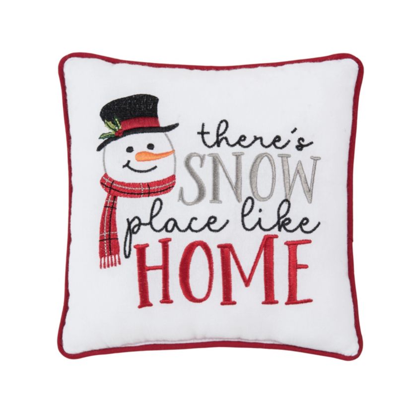 Snow Place Like Home Small Petite Christmas Throw Pillow 10" x 10"