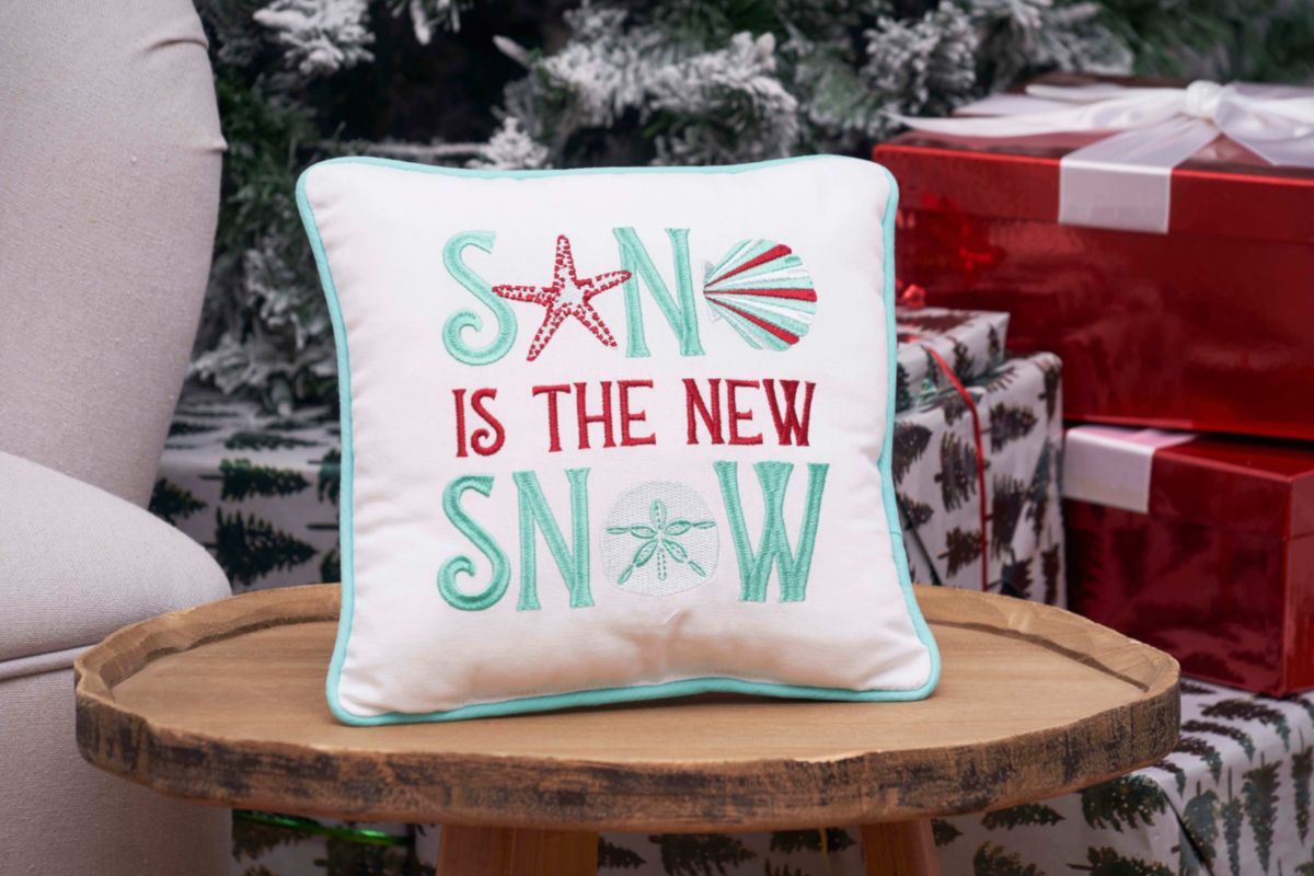 Sand Is The New Snow Small Petite Christmas Throw Pillow 10" x 10"