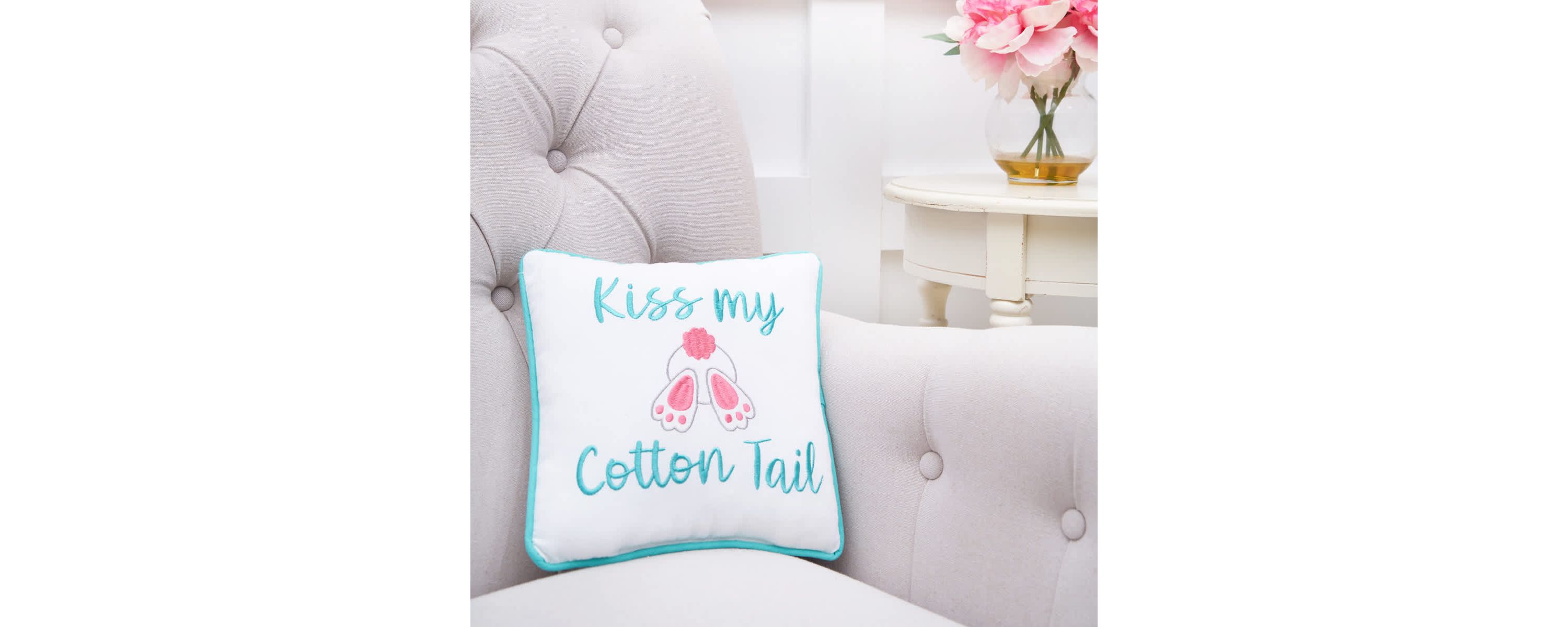 Kiss My Cotton Tail Small Petite Accent Throw Pillow