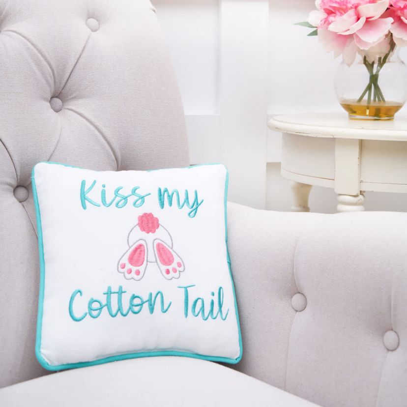 Kiss My Cotton Tail Small Petite Accent Throw Pillow