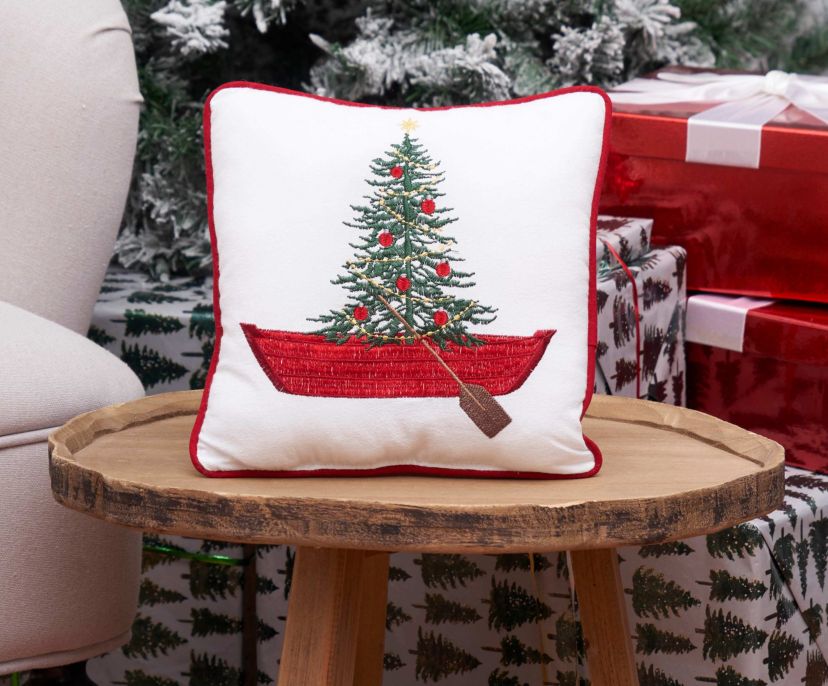 Deck The Hulls Christmas Christmas Throw Pillow 10" x 10"