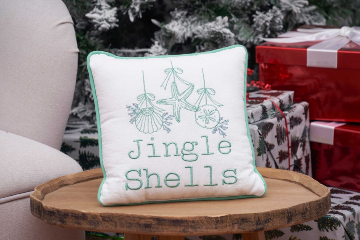 Jingle Shells Christmas Throw Pillow 10" x 10"