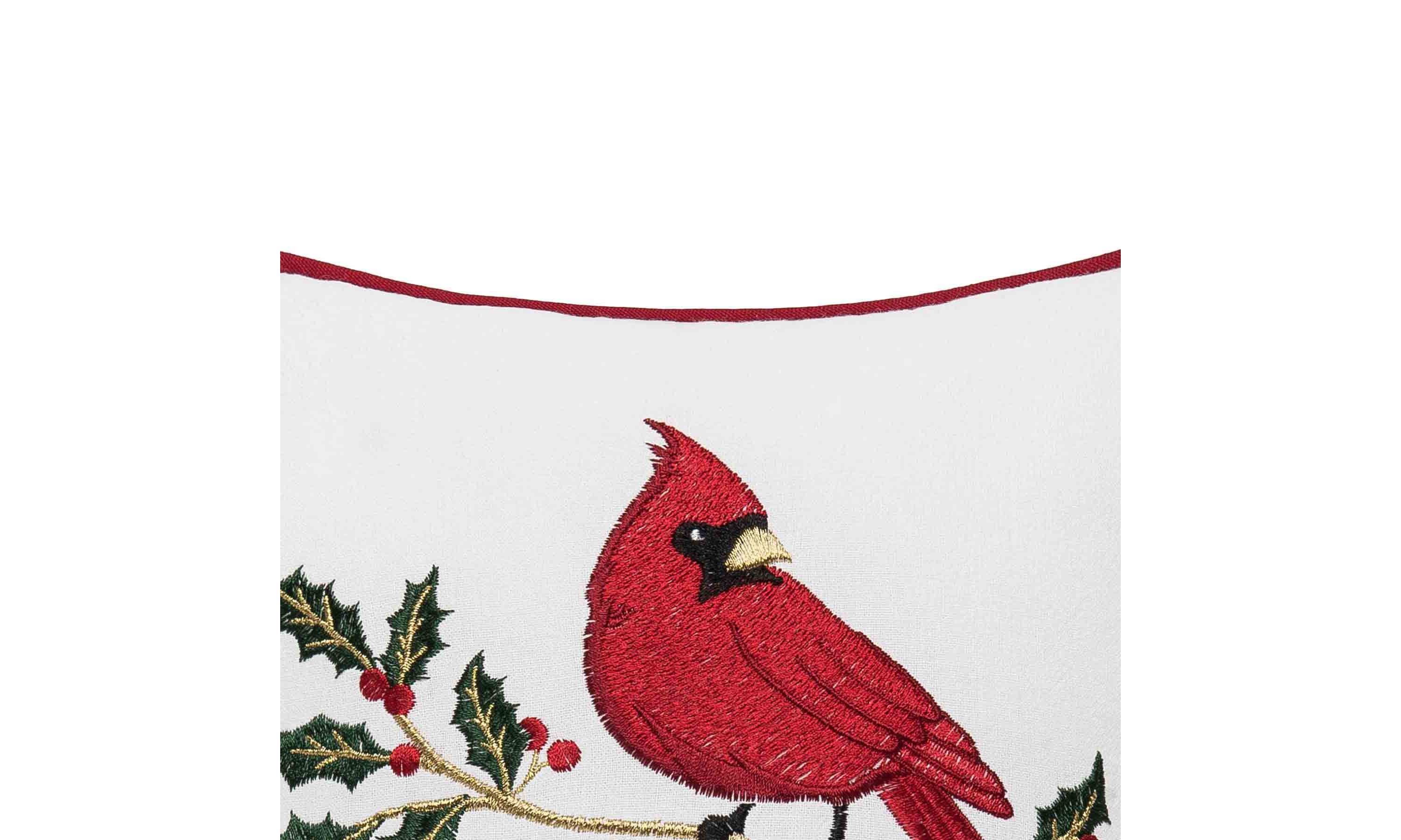Cardinal Holly Christmas Throw Pillow 10" x 10"