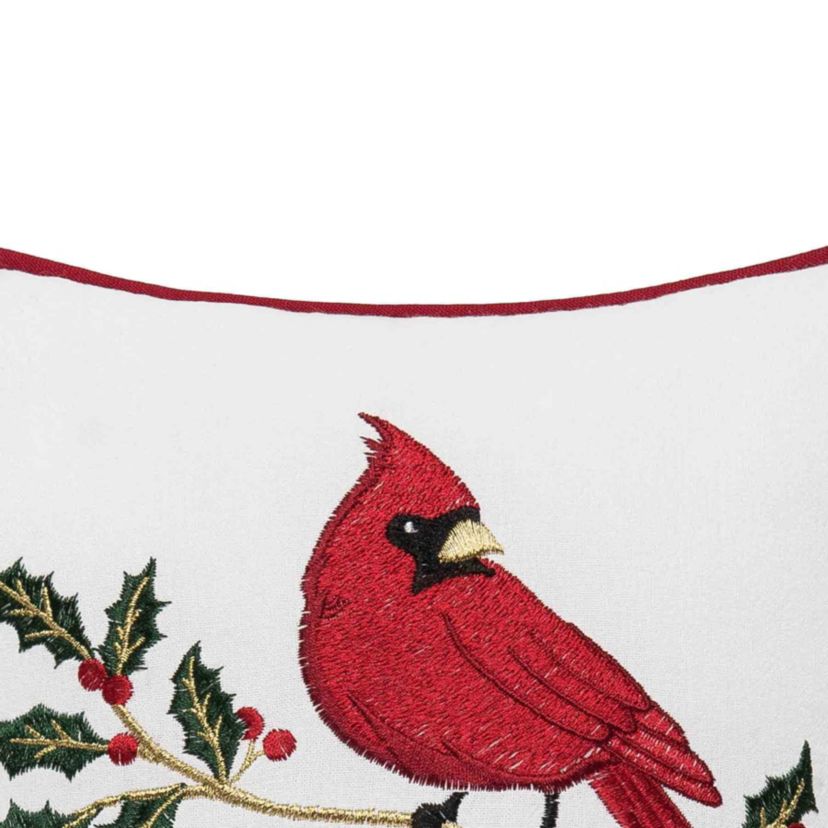 Cardinal Holly Christmas Throw Pillow 10" x 10"