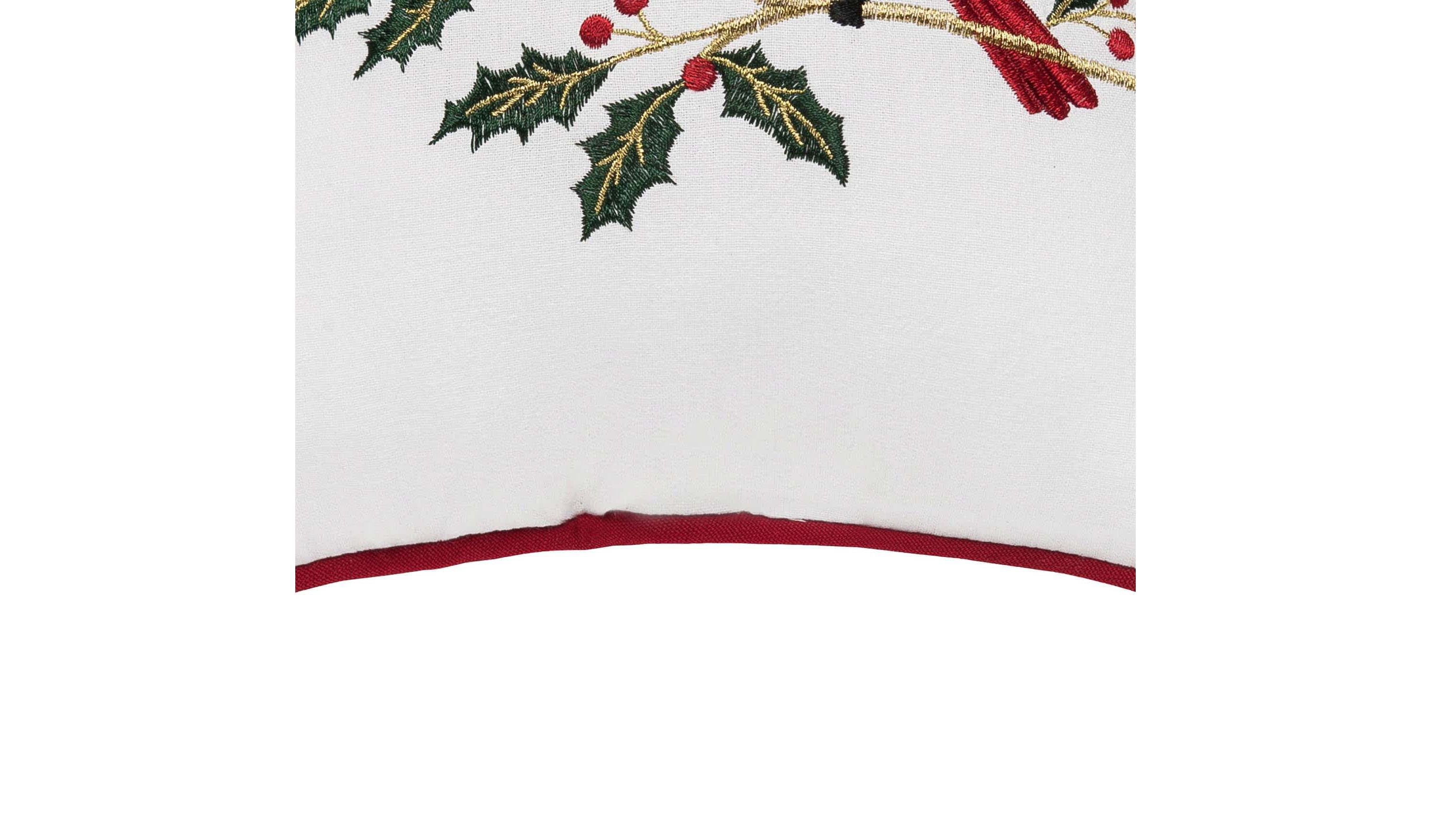 Cardinal Holly Christmas Throw Pillow 10" x 10"