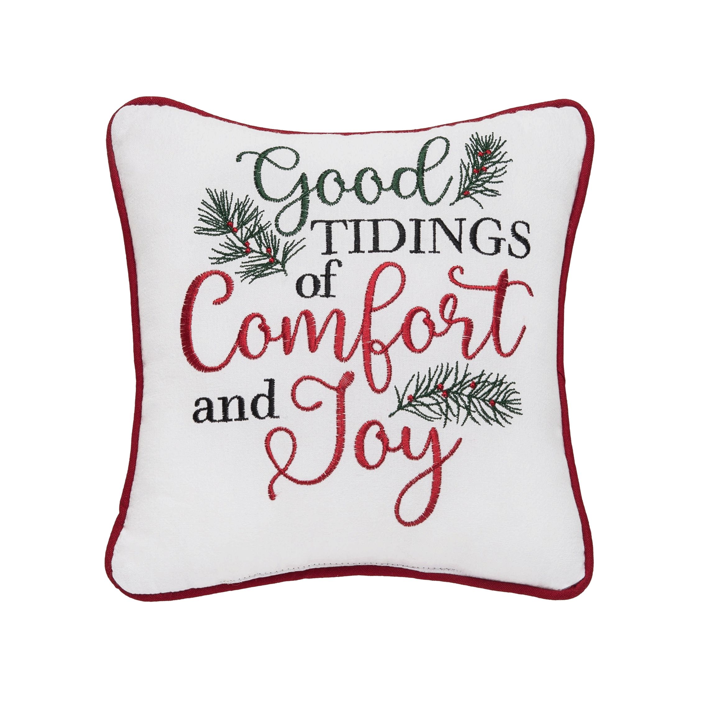 Tidings of Comfort & Joy Christmas Throw Pillow 10" x 10"