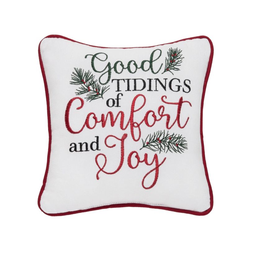 Tidings of Comfort & Joy Christmas Throw Pillow 10" x 10"