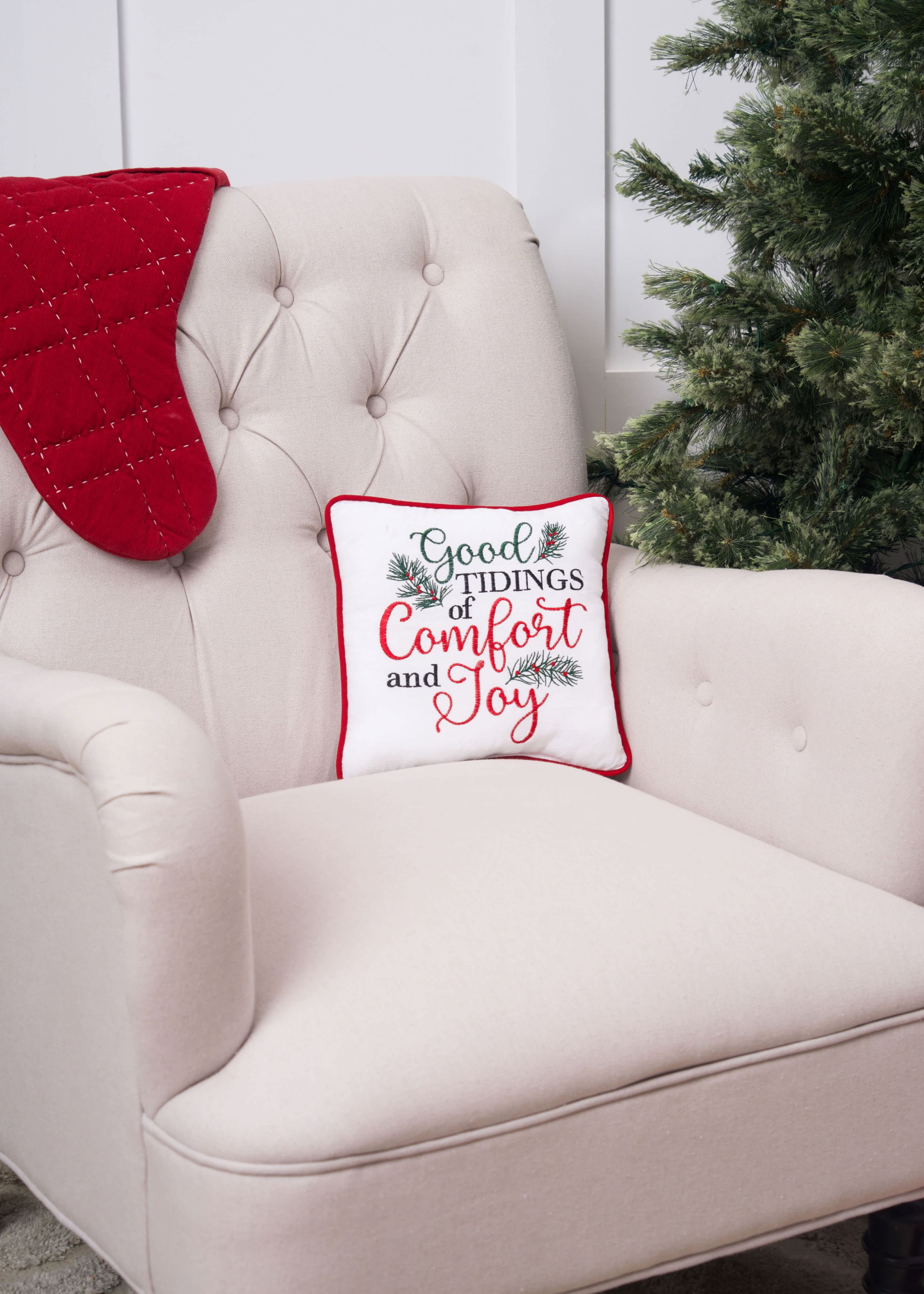 Tidings of Comfort & Joy Christmas Throw Pillow 10" x 10"