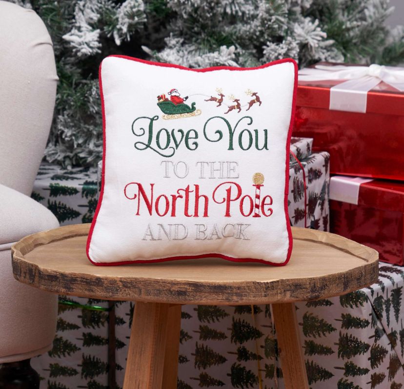 To The North Pole & Back Christmas Throw Pillow 10" x 10"
