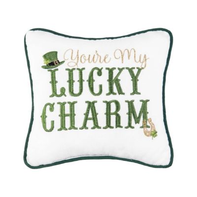 C&F Home 10" x 10" St. Patrick's Day "You're My Lucky Charm" Embroidered Small/Petite Accent Throw Pillow, Green