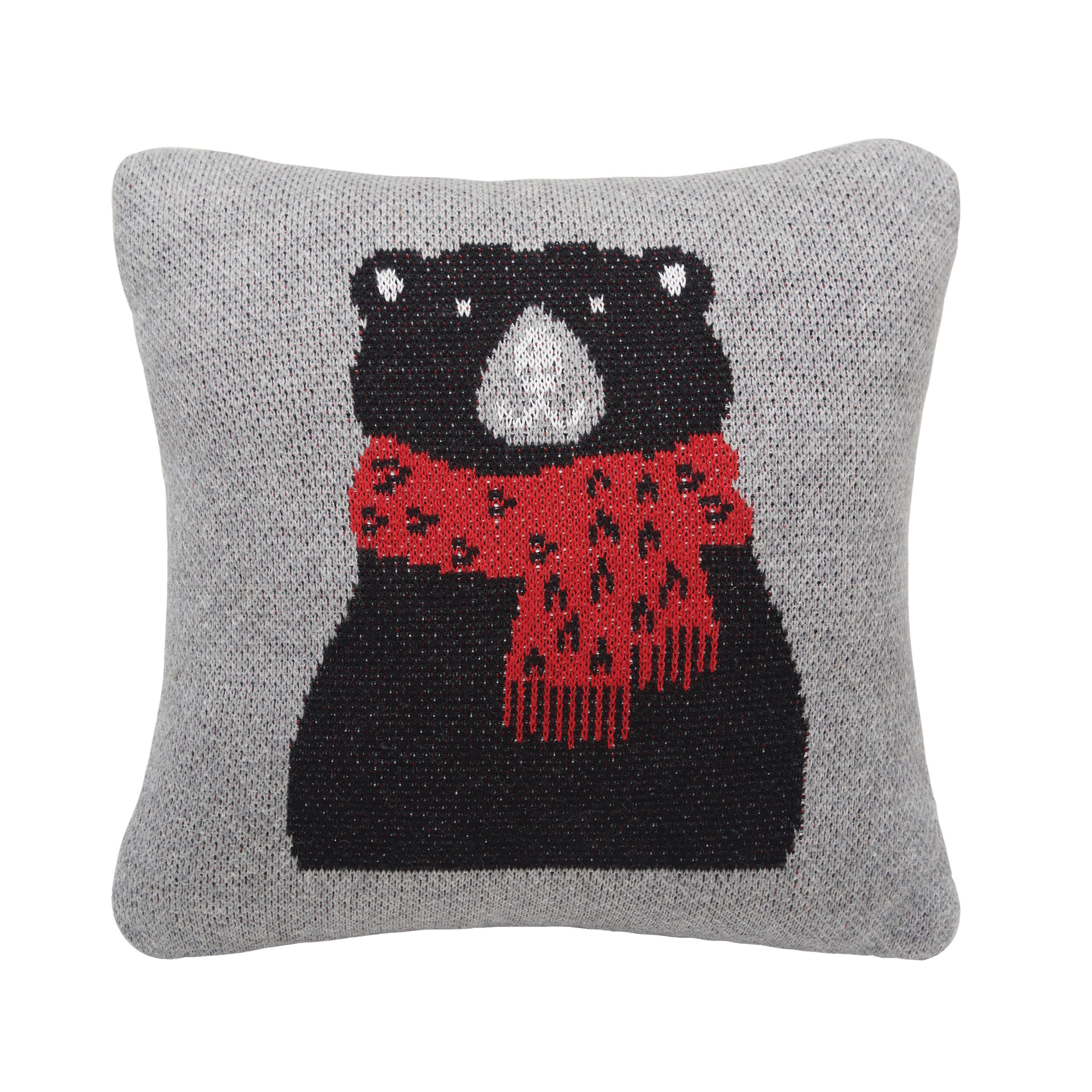 Winter Black Bear Christmas Throw Pillow 10" x 10"