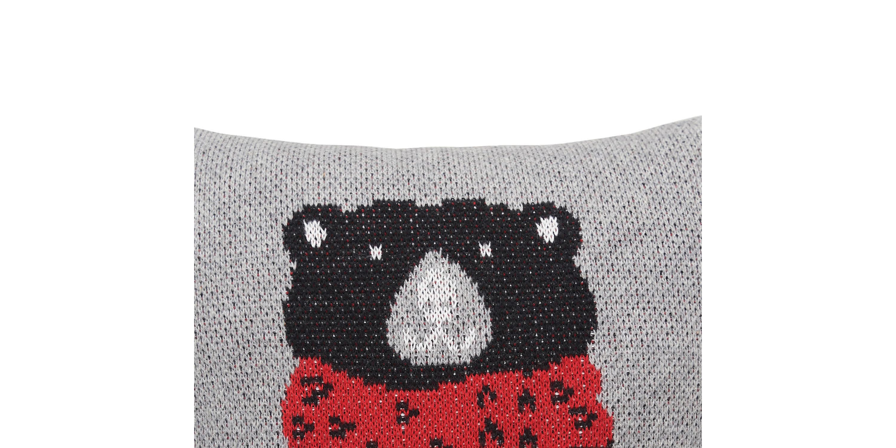 Winter Black Bear Christmas Throw Pillow 10" x 10"