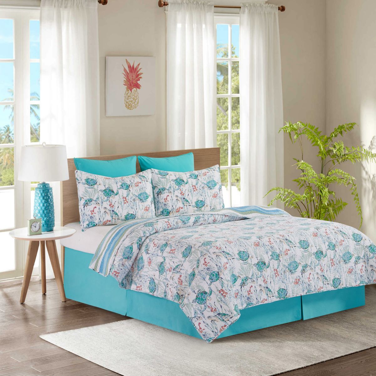 Sea Turtle Cove Full/Queen Bed 3 Piece Quilt Set