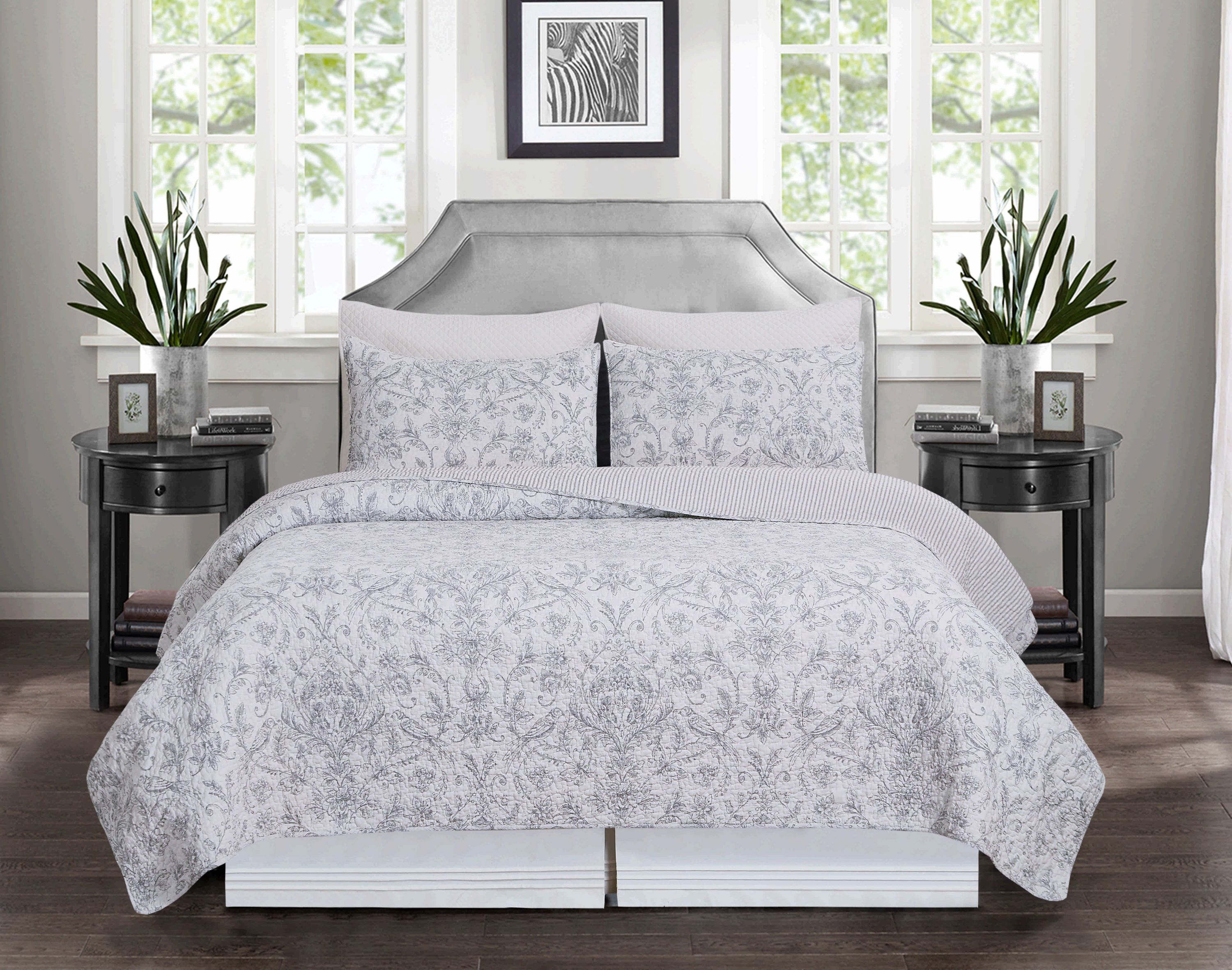 Callahan Songbirds King Bedding 3 Piece Quilt Set