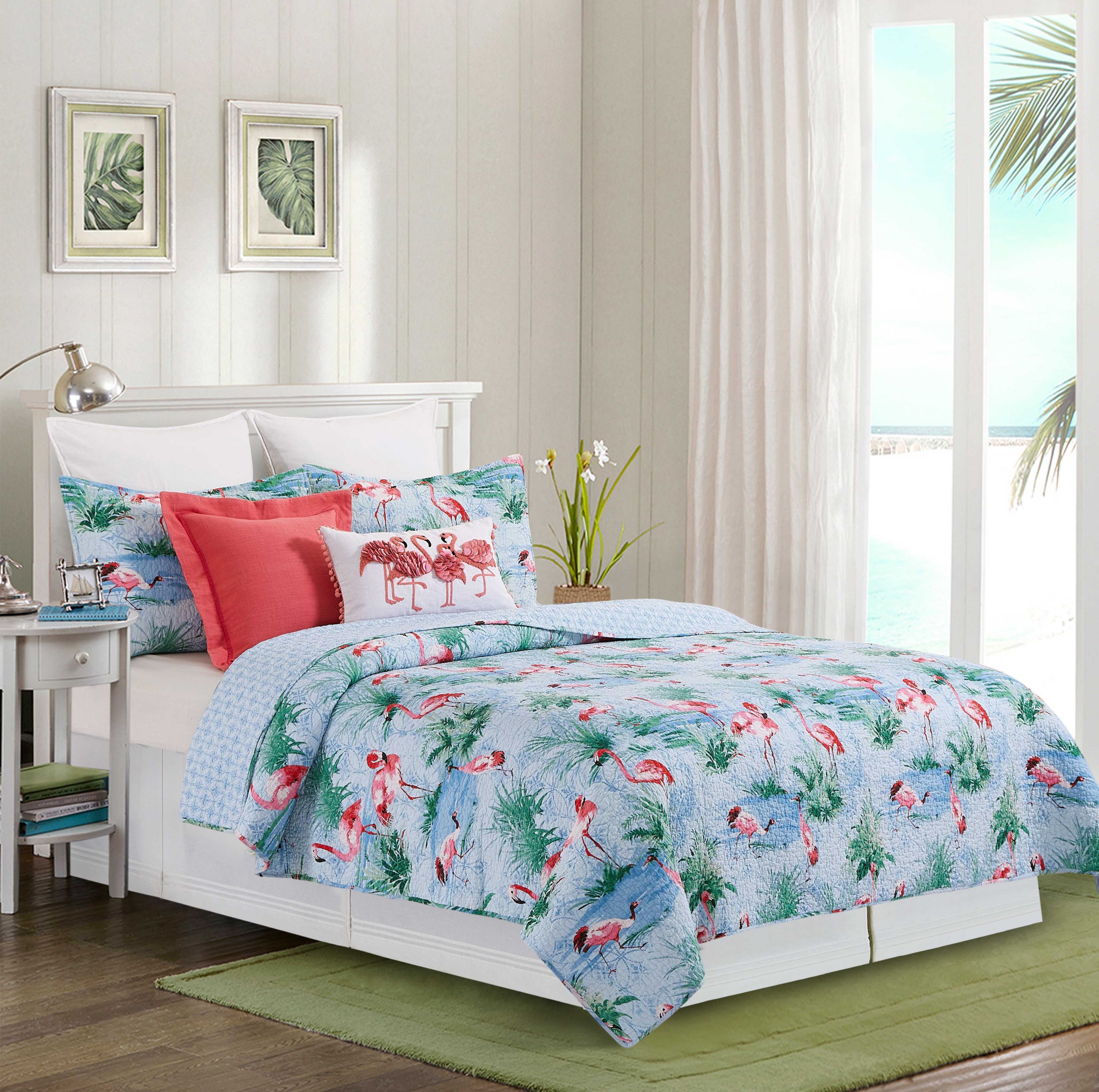 Paradise Coast Flamingo King Bed 3 Piece Quilt Set
