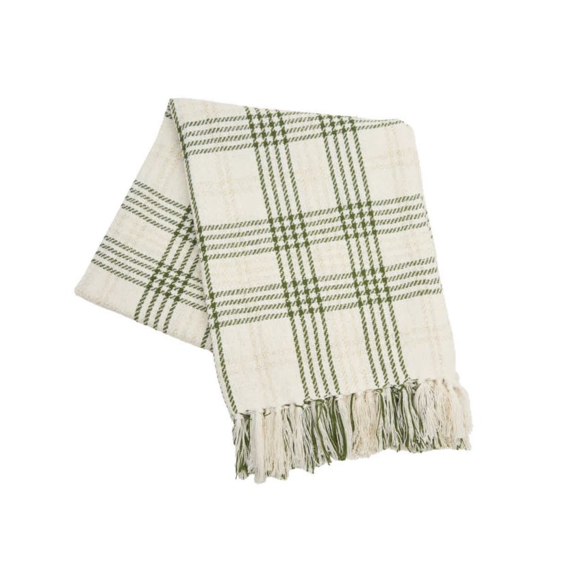 Sage Gold Plaid Throw