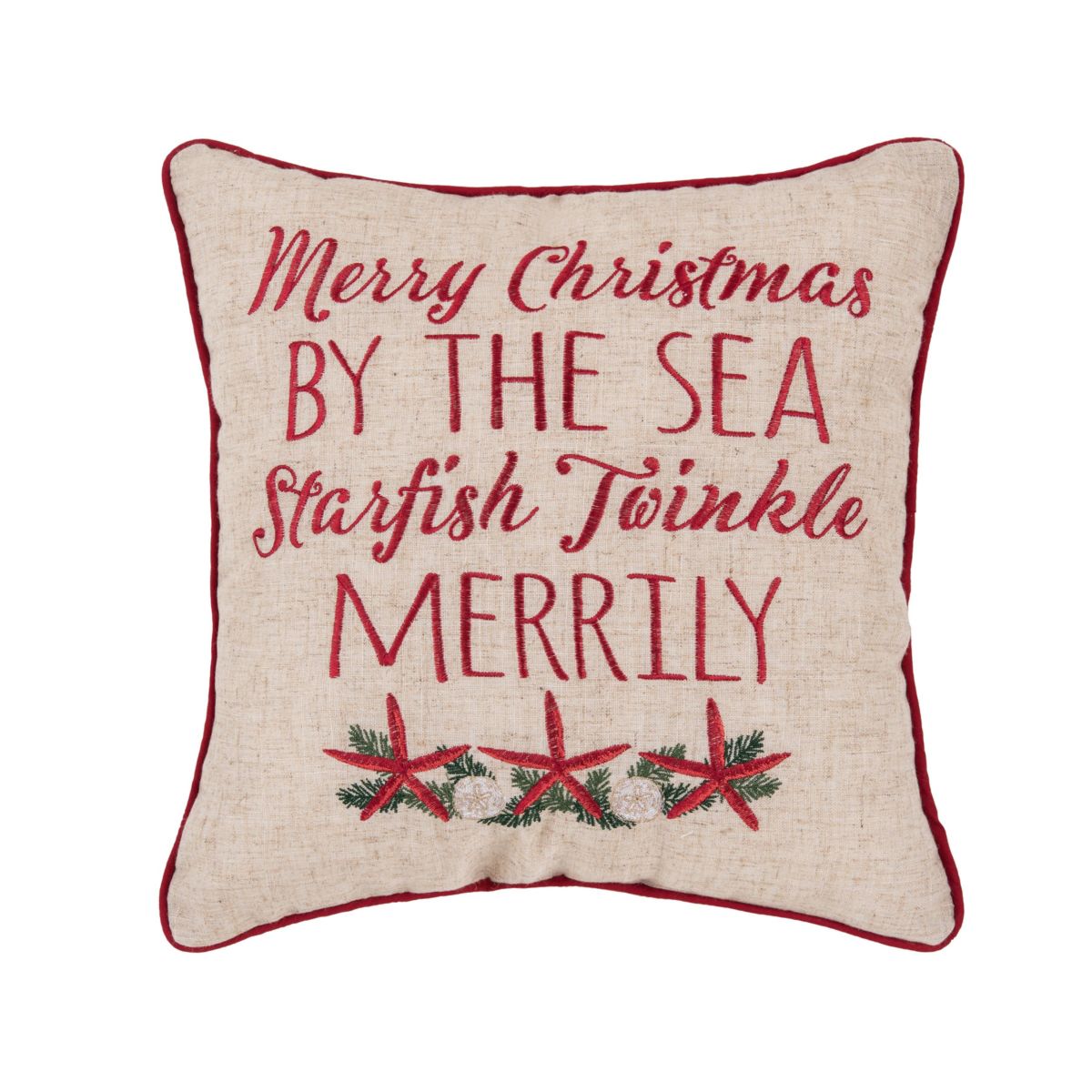 Starfish Twinkle Christmas Throw Pillow 16" x 16"