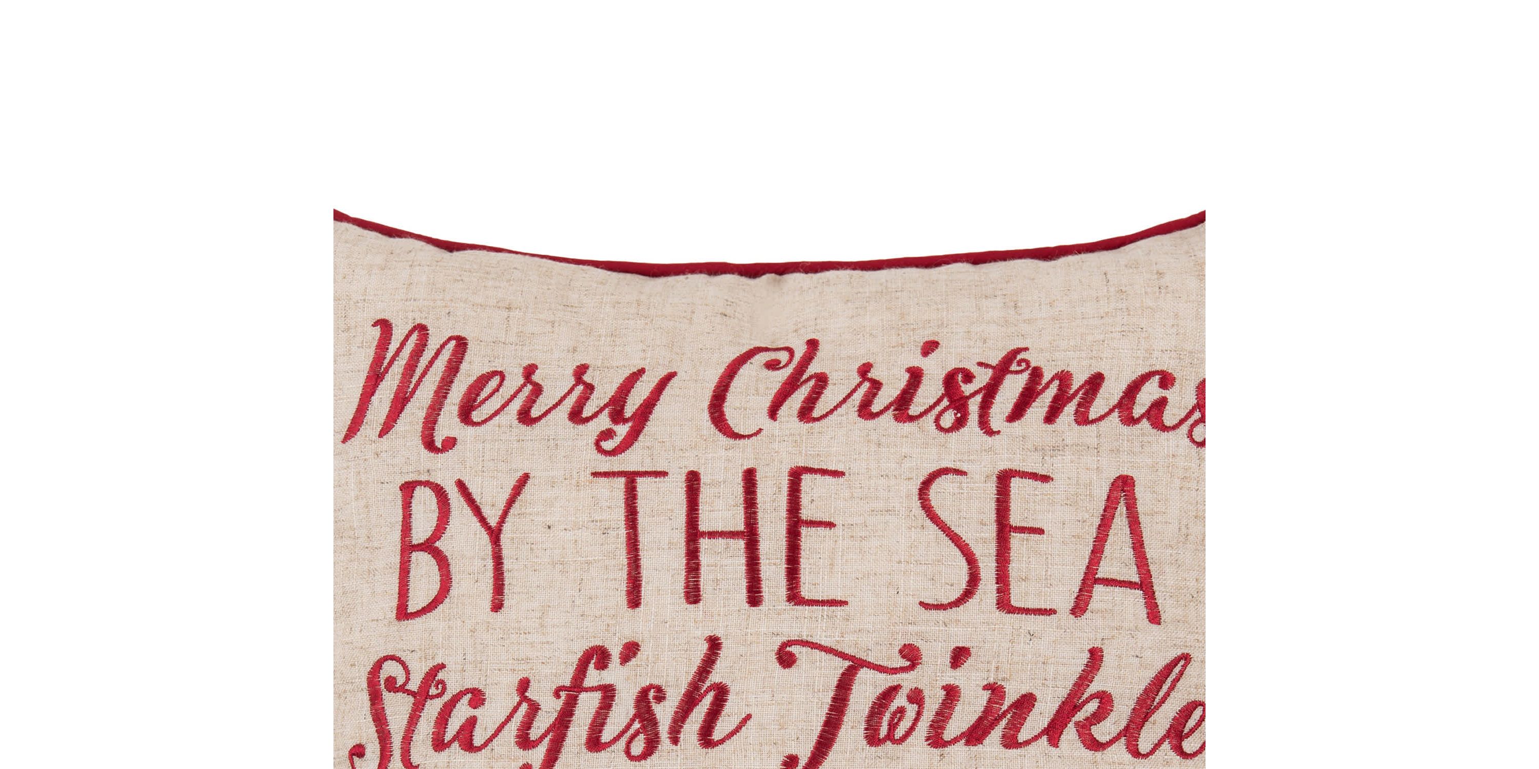Starfish Twinkle Christmas Throw Pillow 16" x 16"