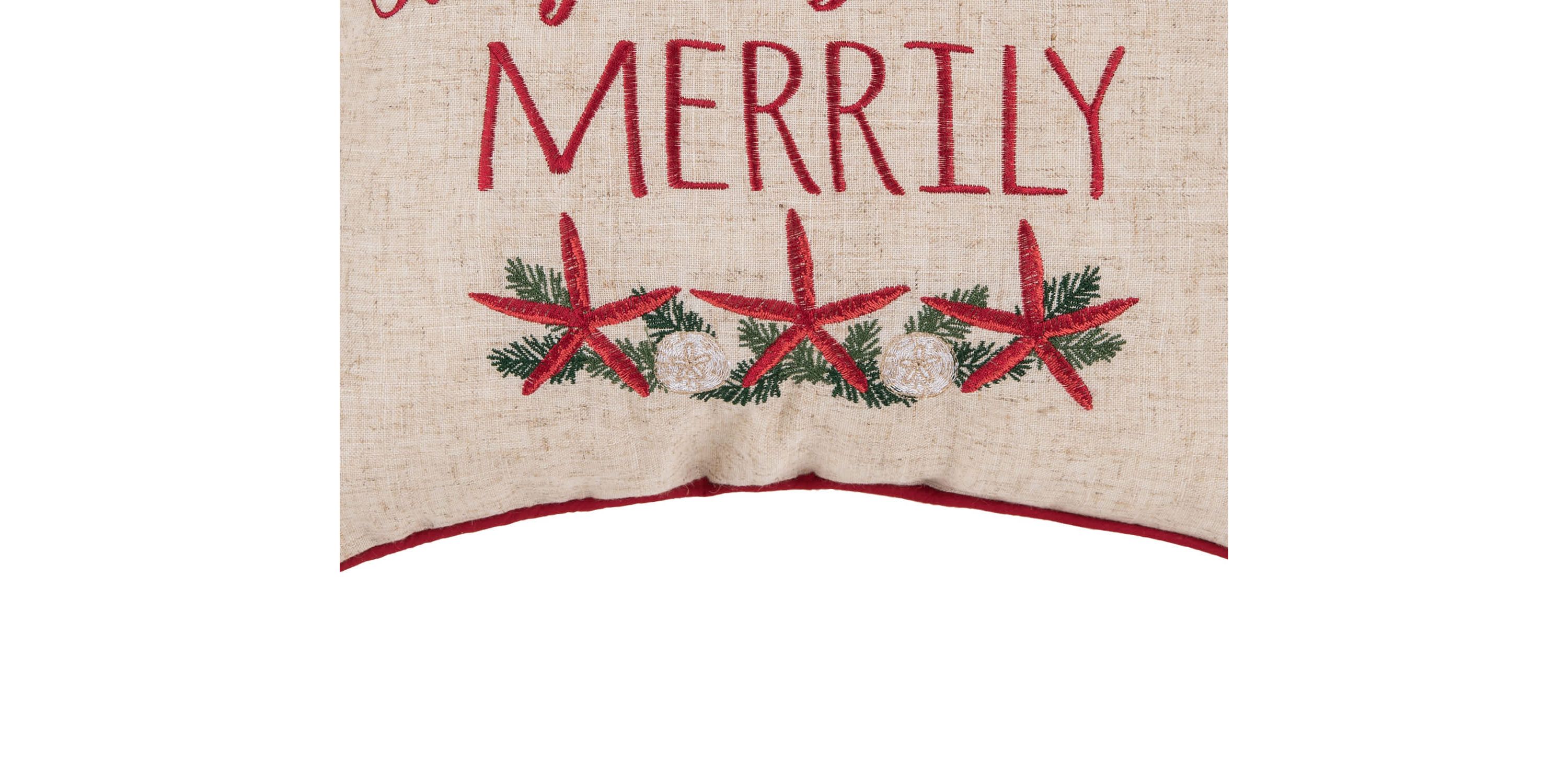 Starfish Twinkle Christmas Throw Pillow 16" x 16"
