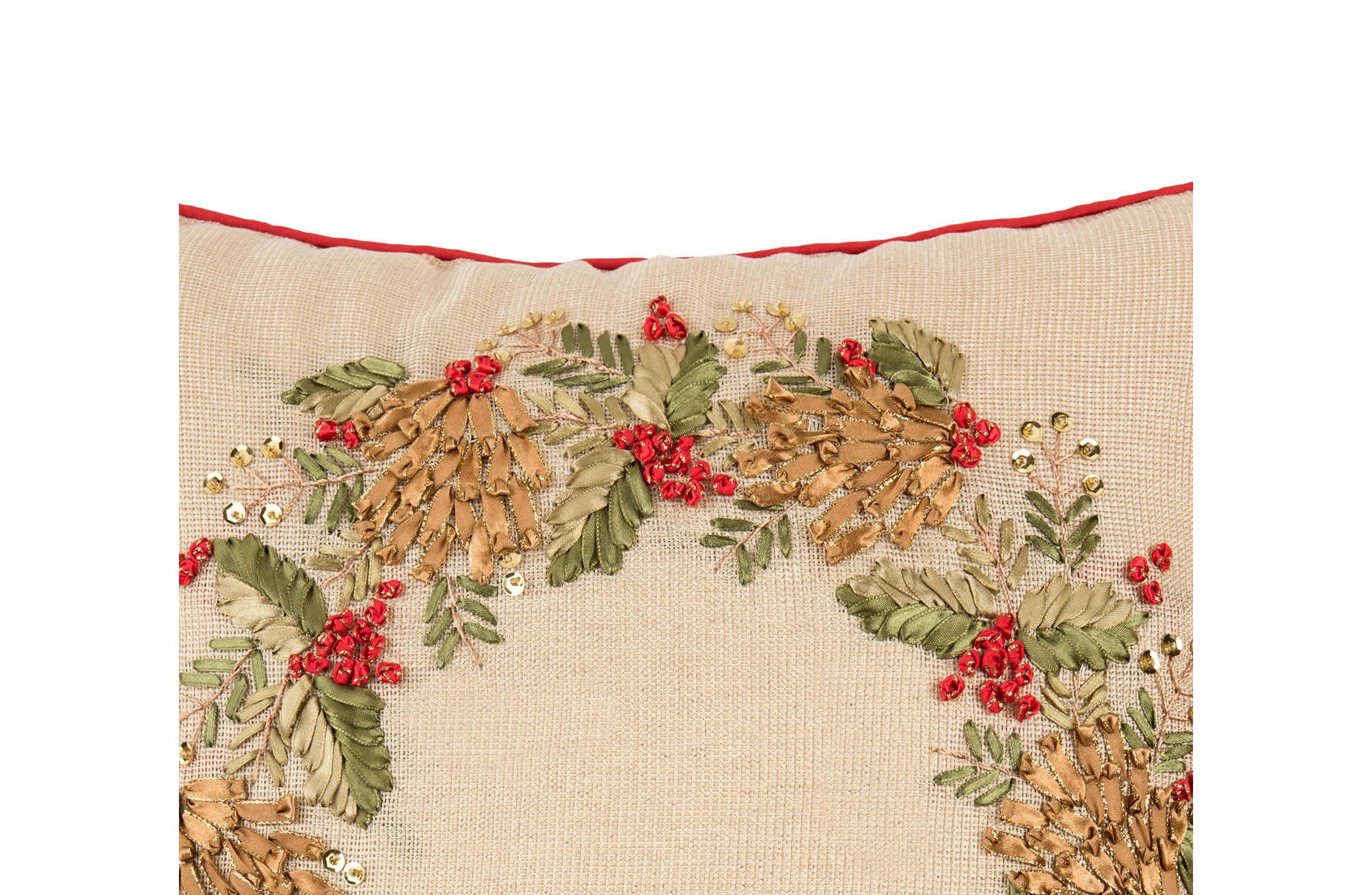 Merry Wreath Christmas Throw Pillow 18" x 18"