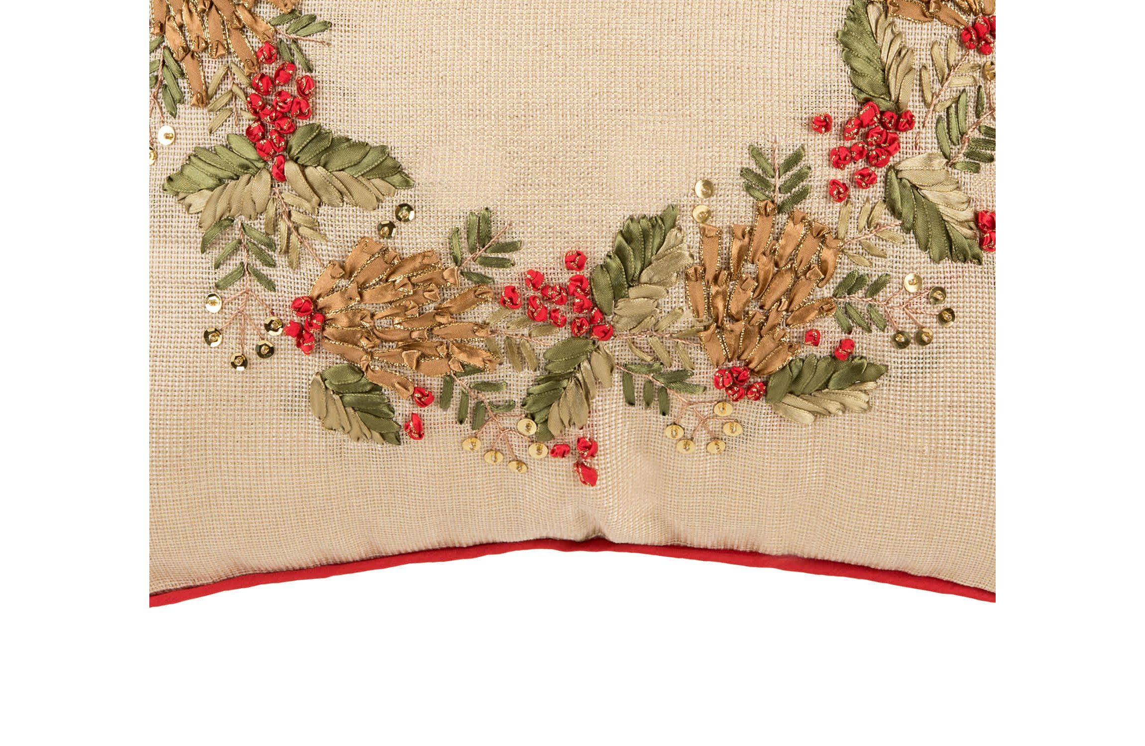 Merry Wreath Christmas Throw Pillow 18" x 18"
