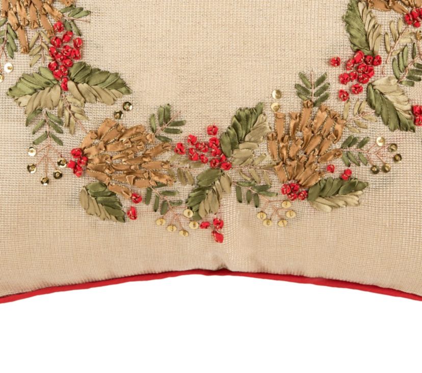 Merry Wreath Christmas Throw Pillow 18" x 18"