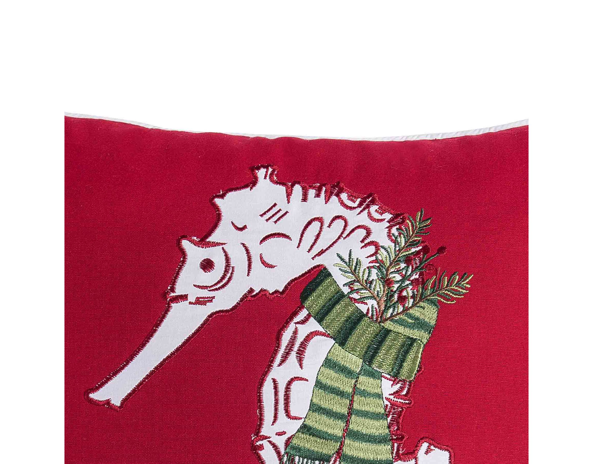 Sea Life Seahorse Christmas Throw Pillow 18" x 18"