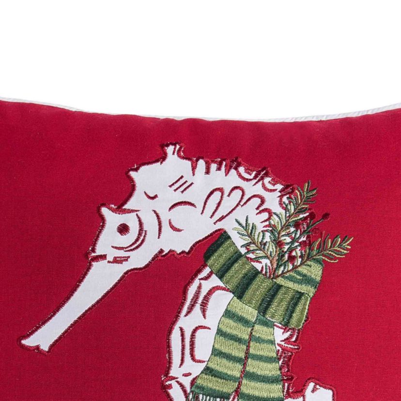 Sea Life Seahorse Christmas Throw Pillow 18" x 18"