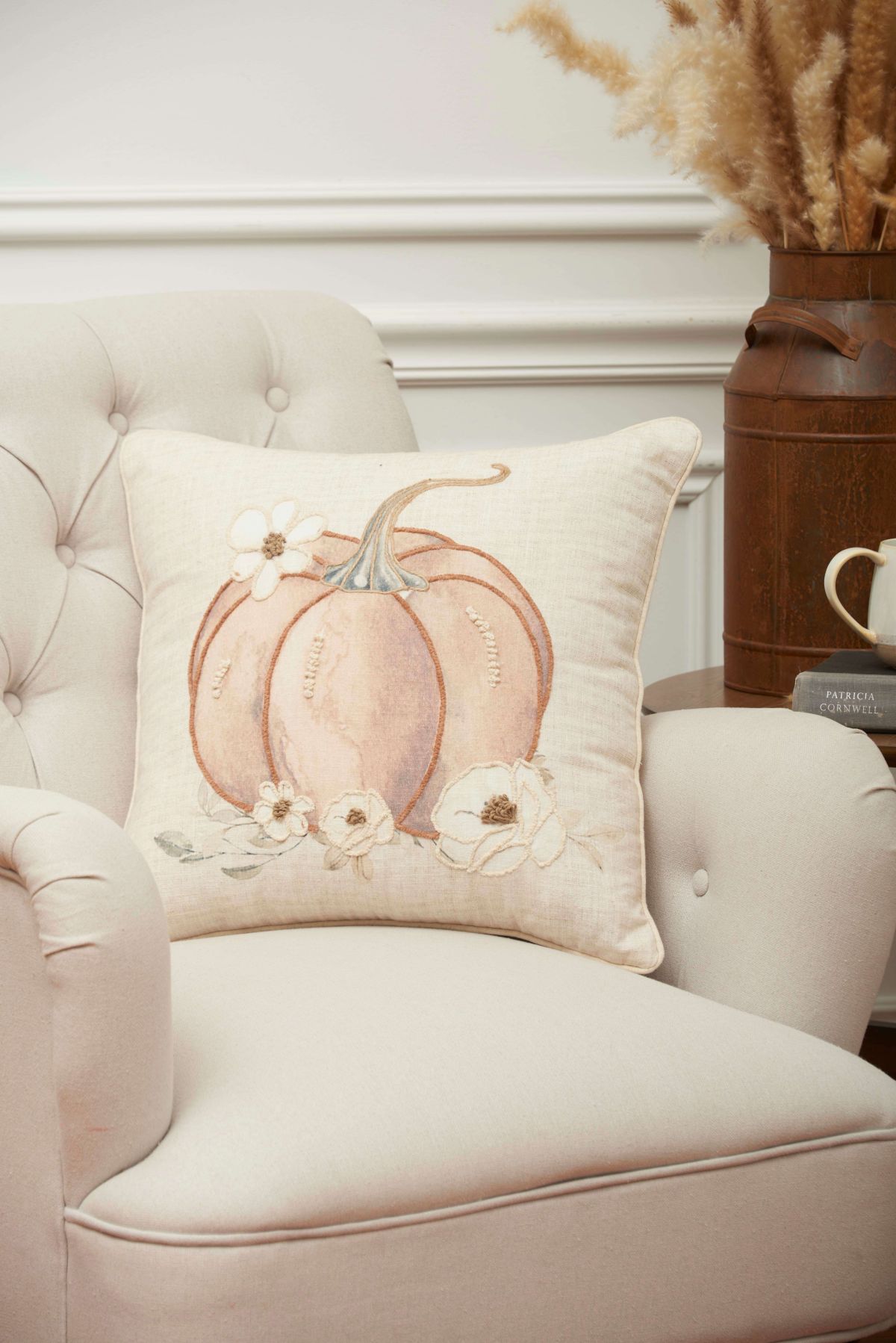 18" x 18" Autumn Fields Pumpkin Throw Pillow