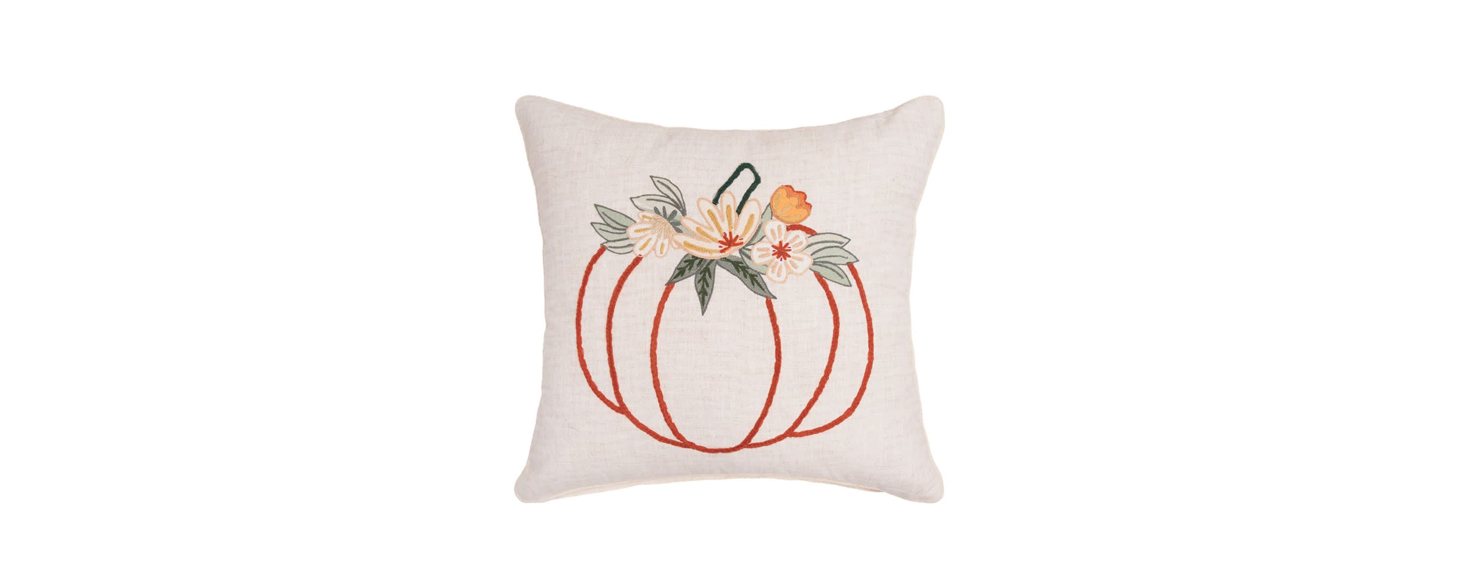 18" x 18" Autumn Botanical Pumpkin Throw Pillow