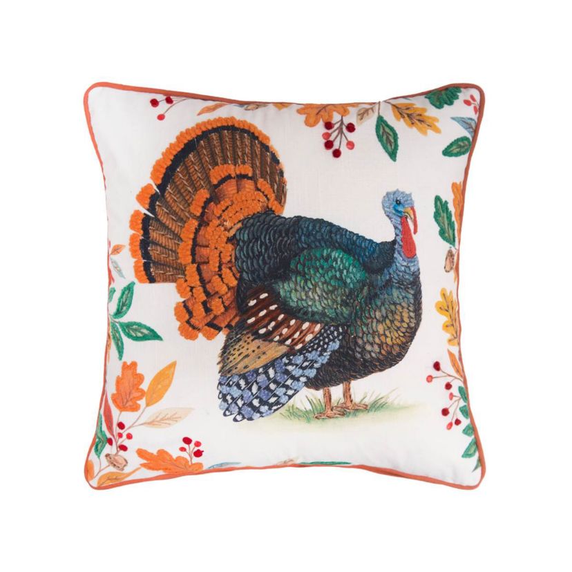 18" x 18" Harvest Turkey Throw Pillow