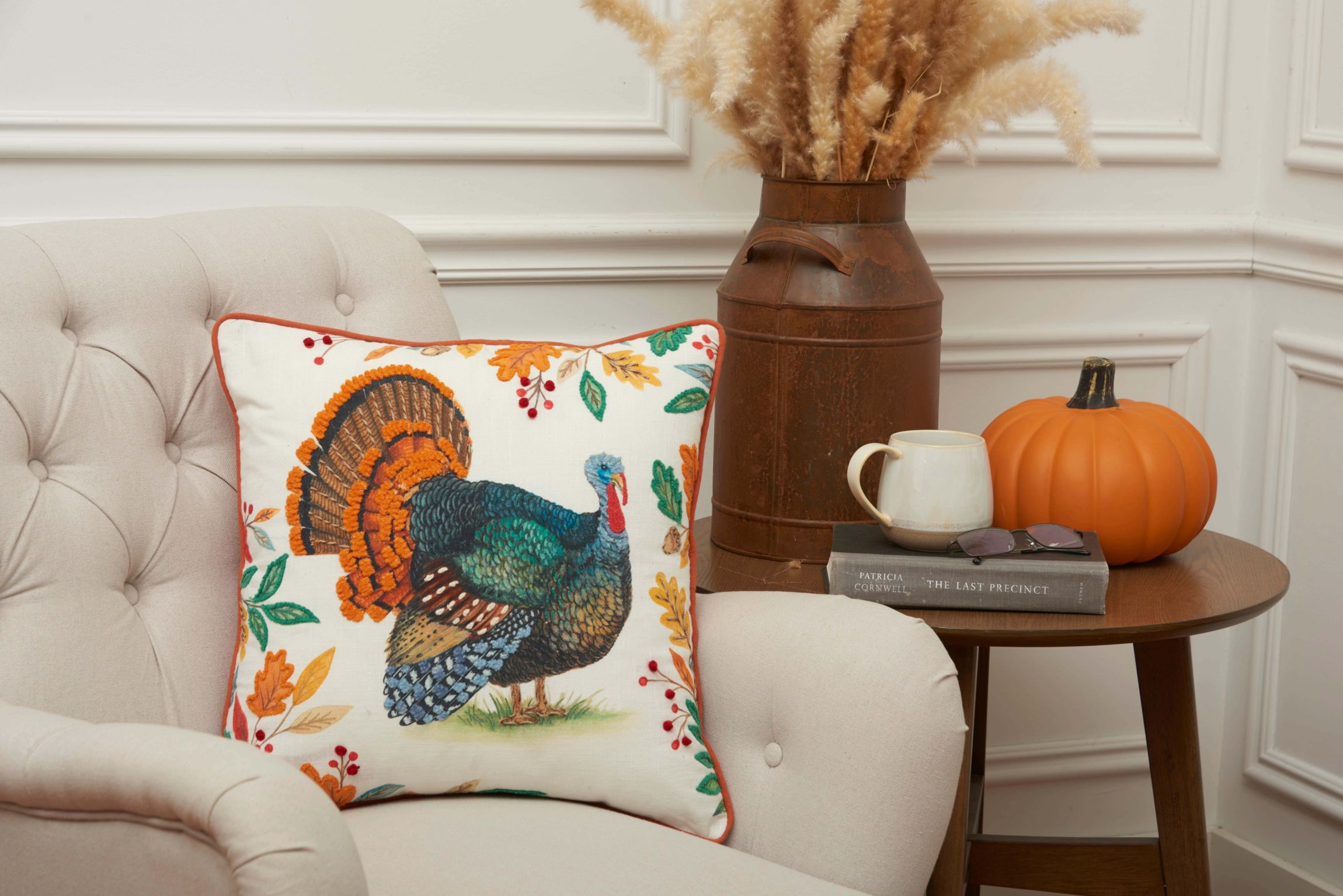 18" x 18" Harvest Turkey Throw Pillow