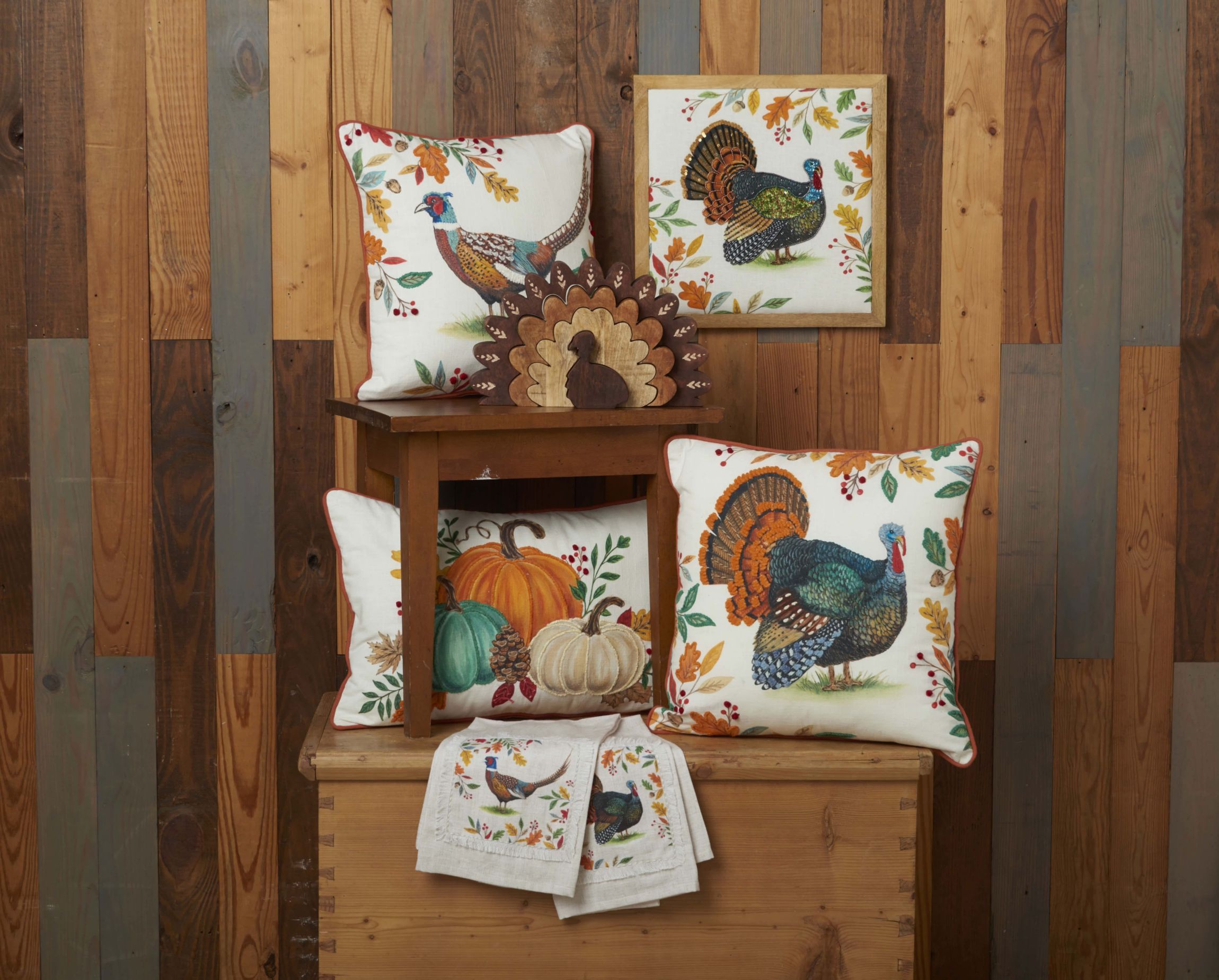 18" x 18" Harvest Turkey Throw Pillow