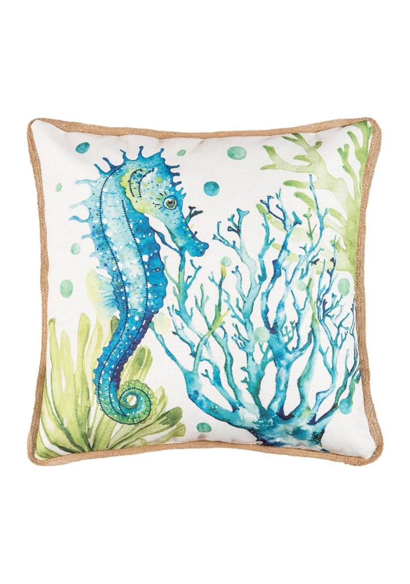 Seahorse and Coral Pillow