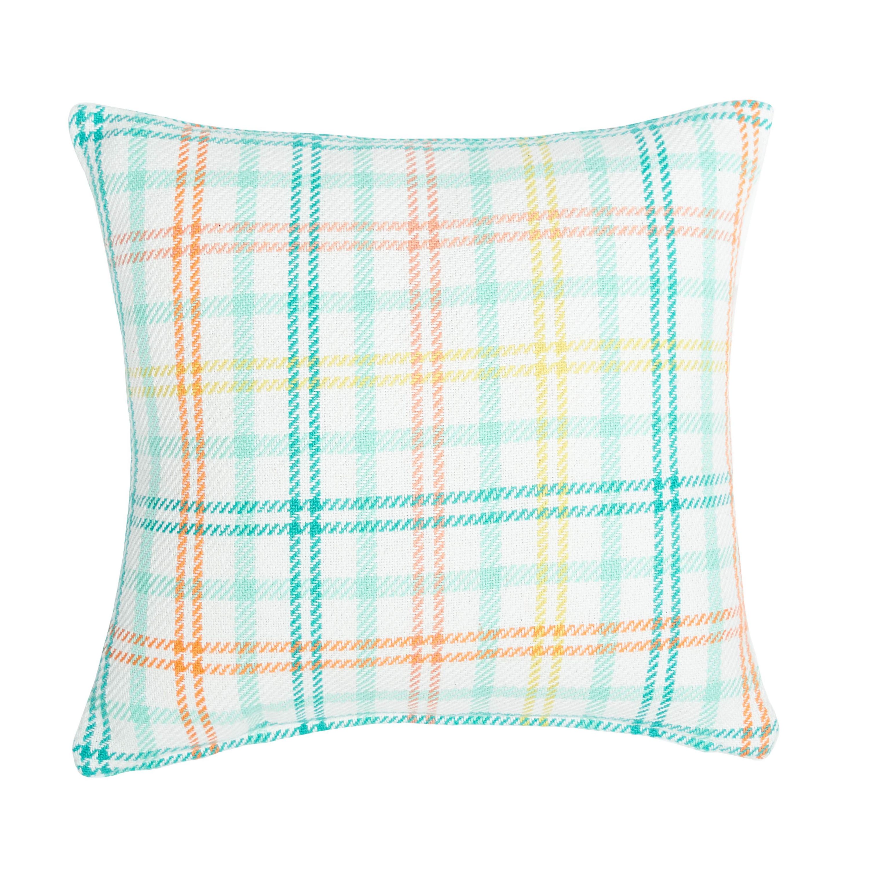 Bunny Trail Plaid Woven 18 x 18 Inch Throw Pillow