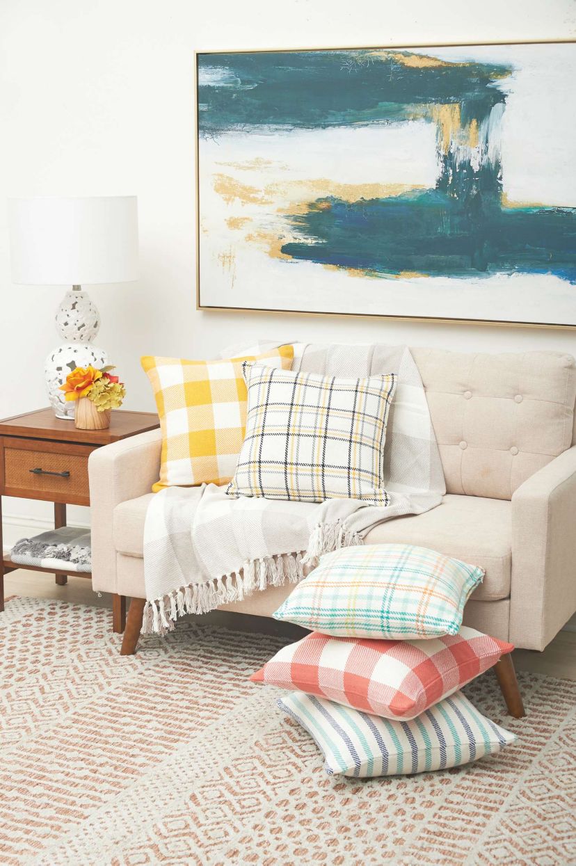 Bunny Trail Plaid Woven 18 x 18 Inch Throw Pillow