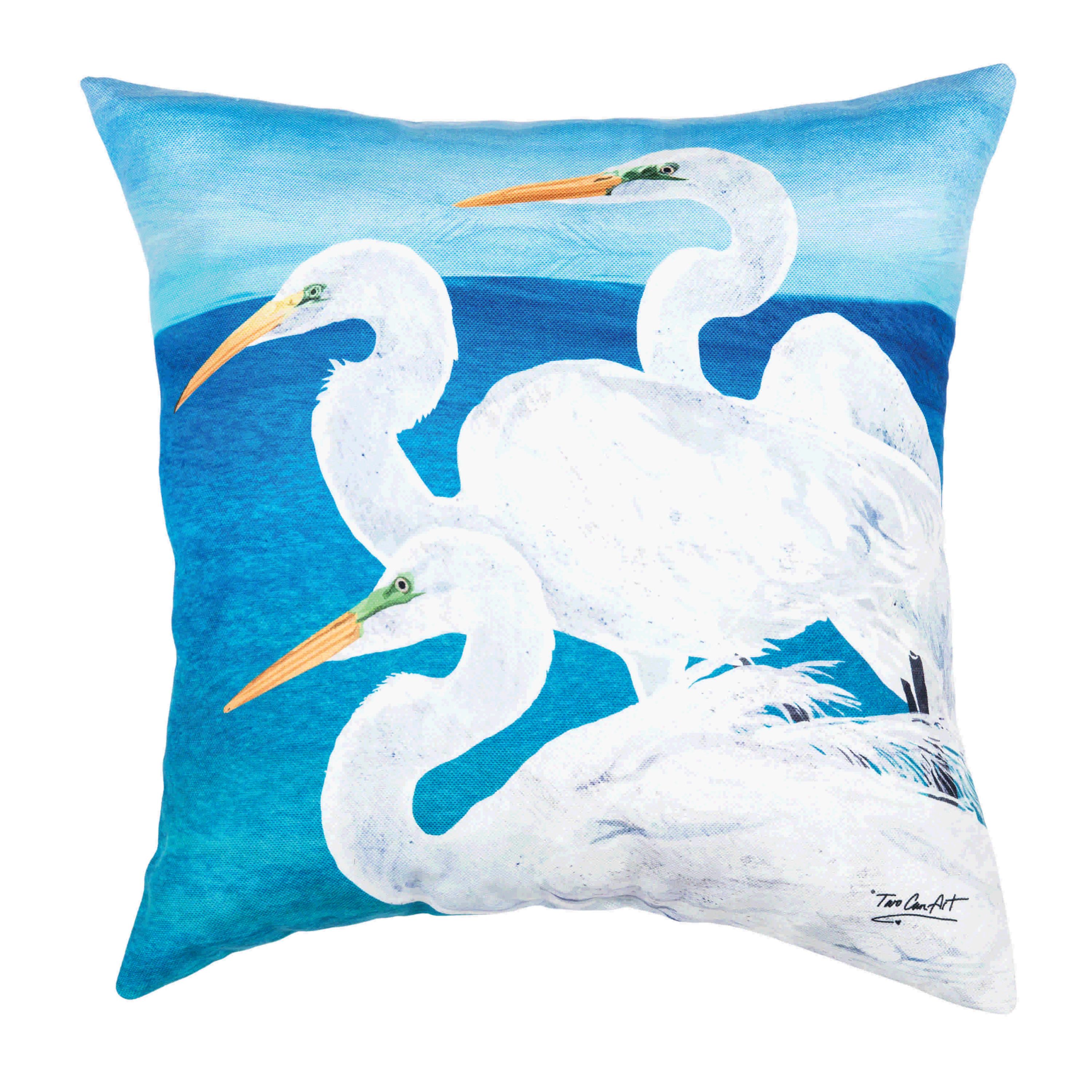 Egret Trio Throw Pillow