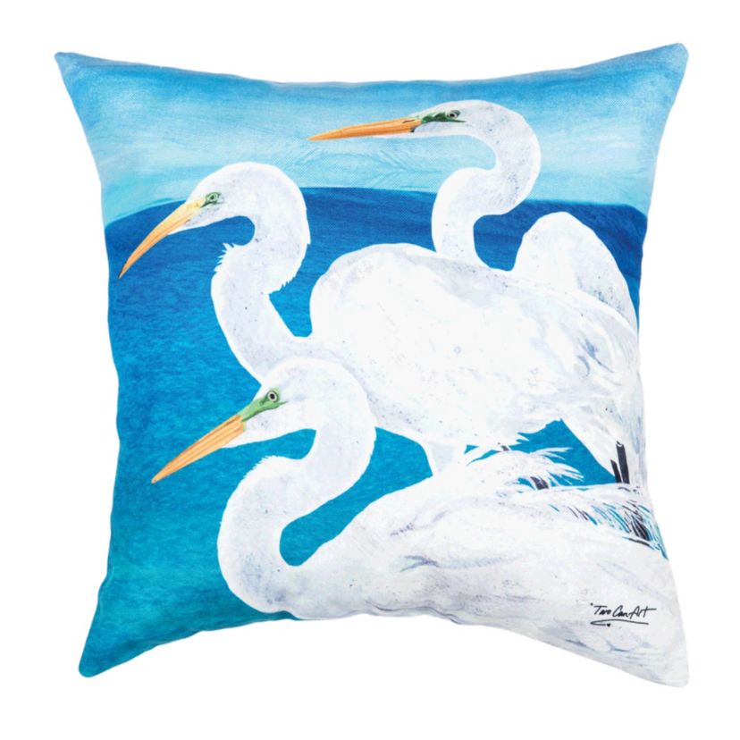 Egret Trio Throw Pillow