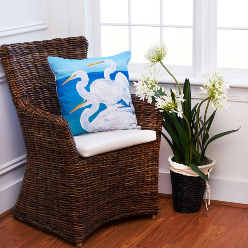 Egret Trio Throw Pillow