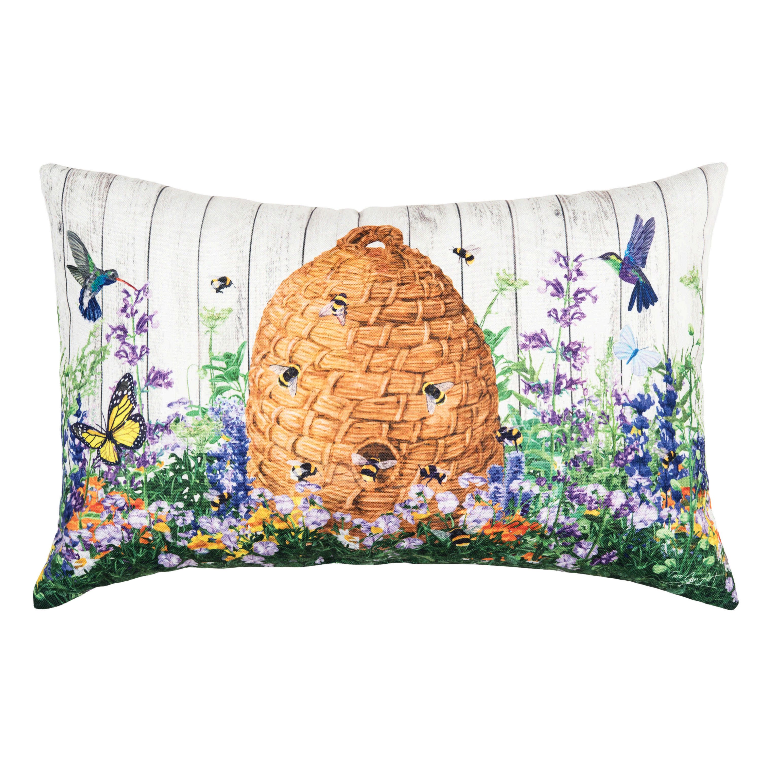 Bee Hive Paradise Throw Pillow