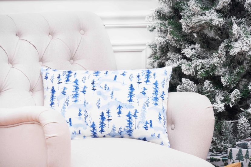 Winter Forest Indoor/Outdoor Christmas Throw Pillow 13" x 20"
