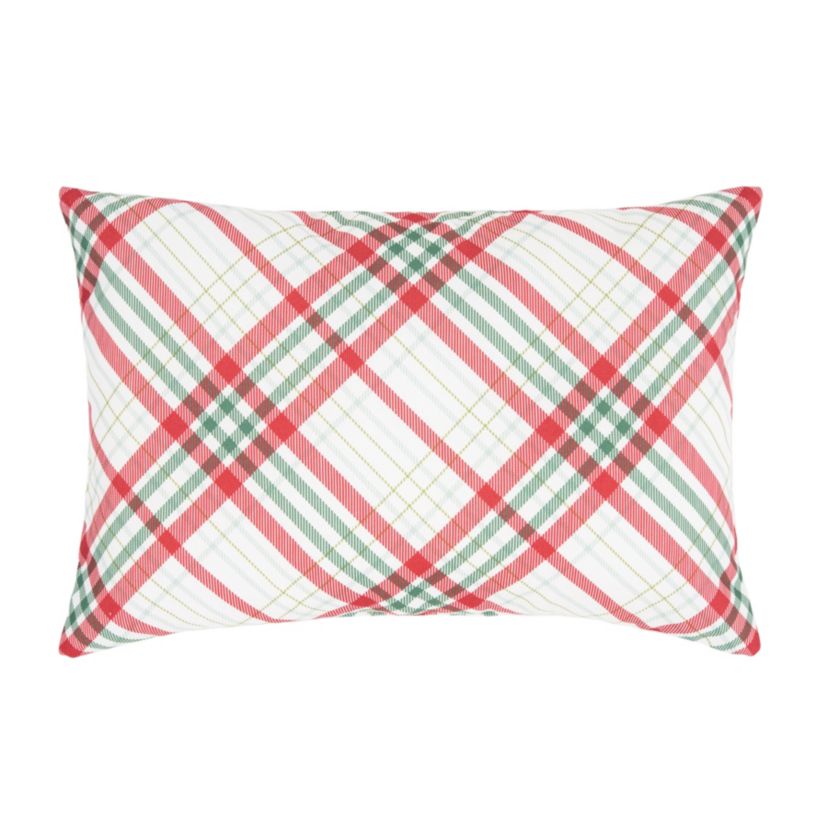 Holiday Plaid Indoor/Outdoor Christmas Throw Pillow 13" x 20"