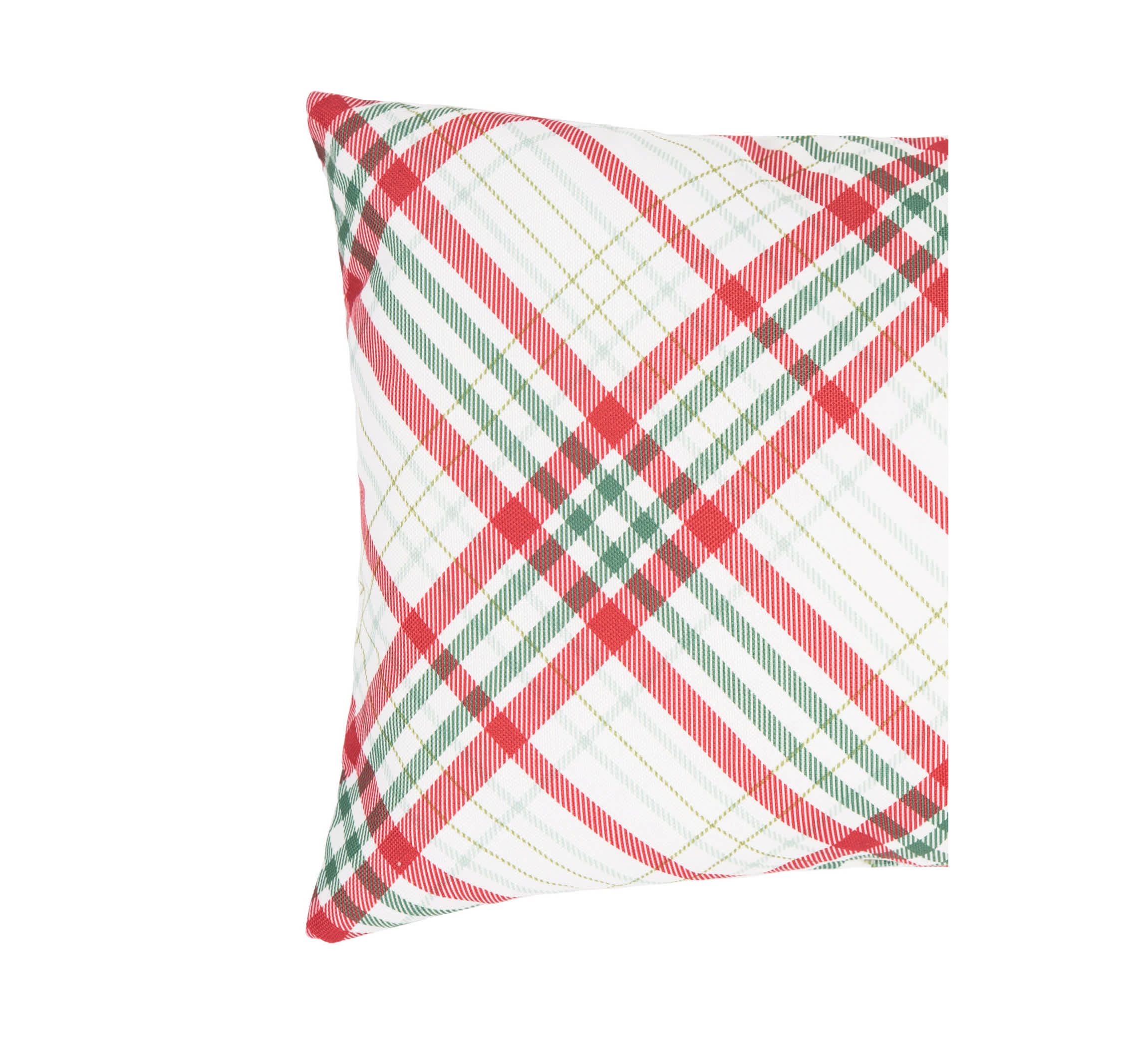Holiday Plaid Indoor/Outdoor Christmas Throw Pillow 13" x 20"