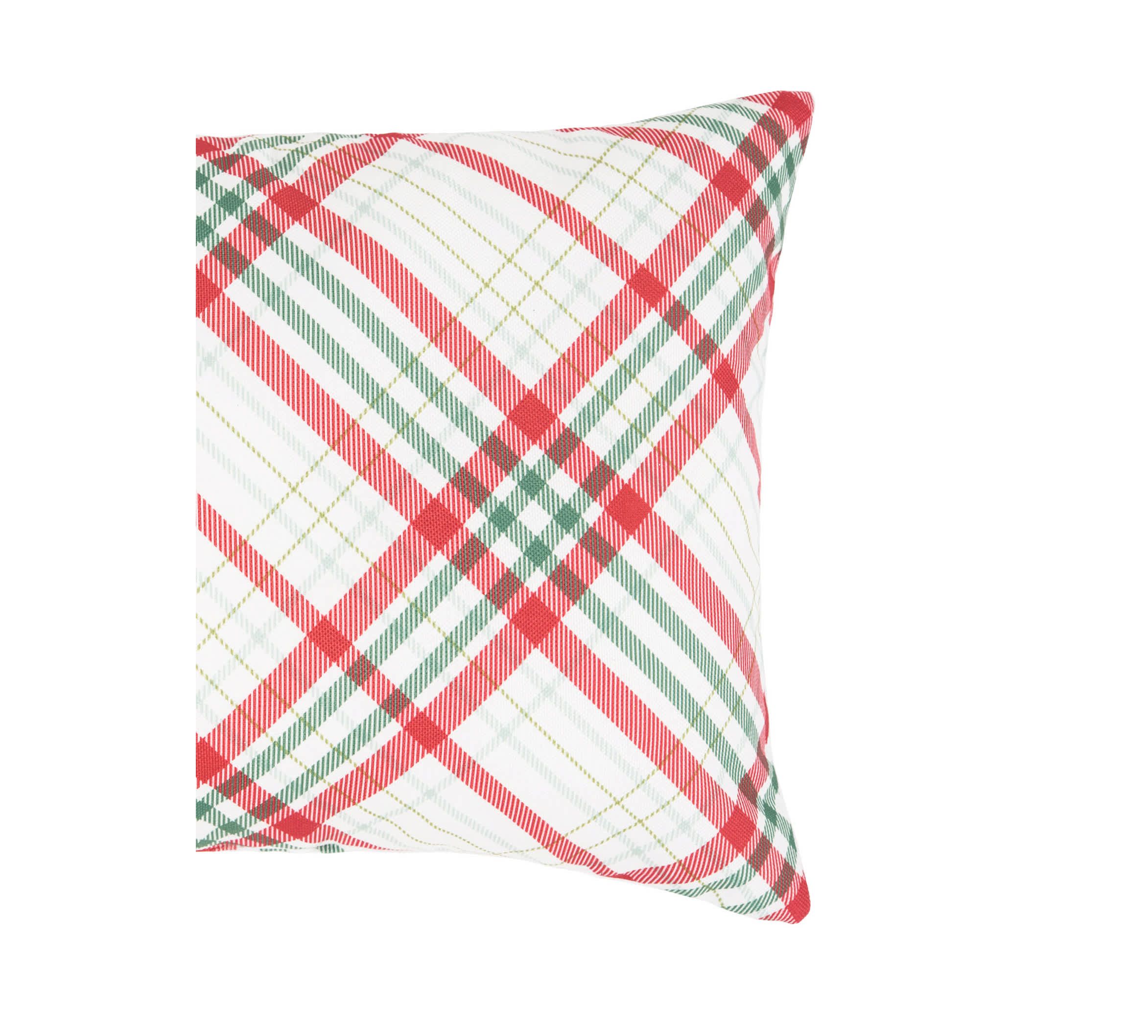Holiday Plaid Indoor/Outdoor Christmas Throw Pillow 13" x 20"