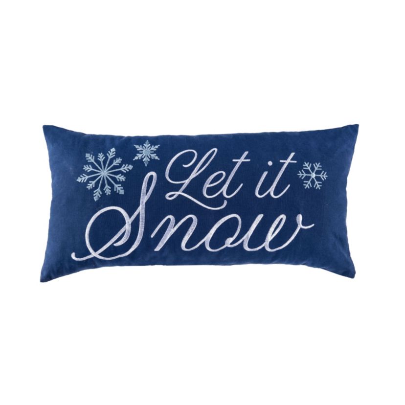 "Let It Snow" Embellished Christmas Throw Pillow 12" x 24"