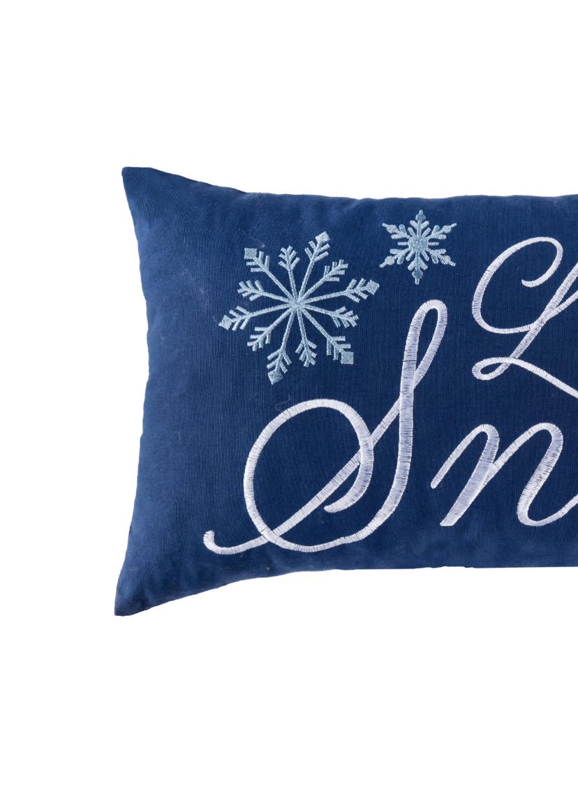 "Let It Snow" Embellished Christmas Throw Pillow 12" x 24"